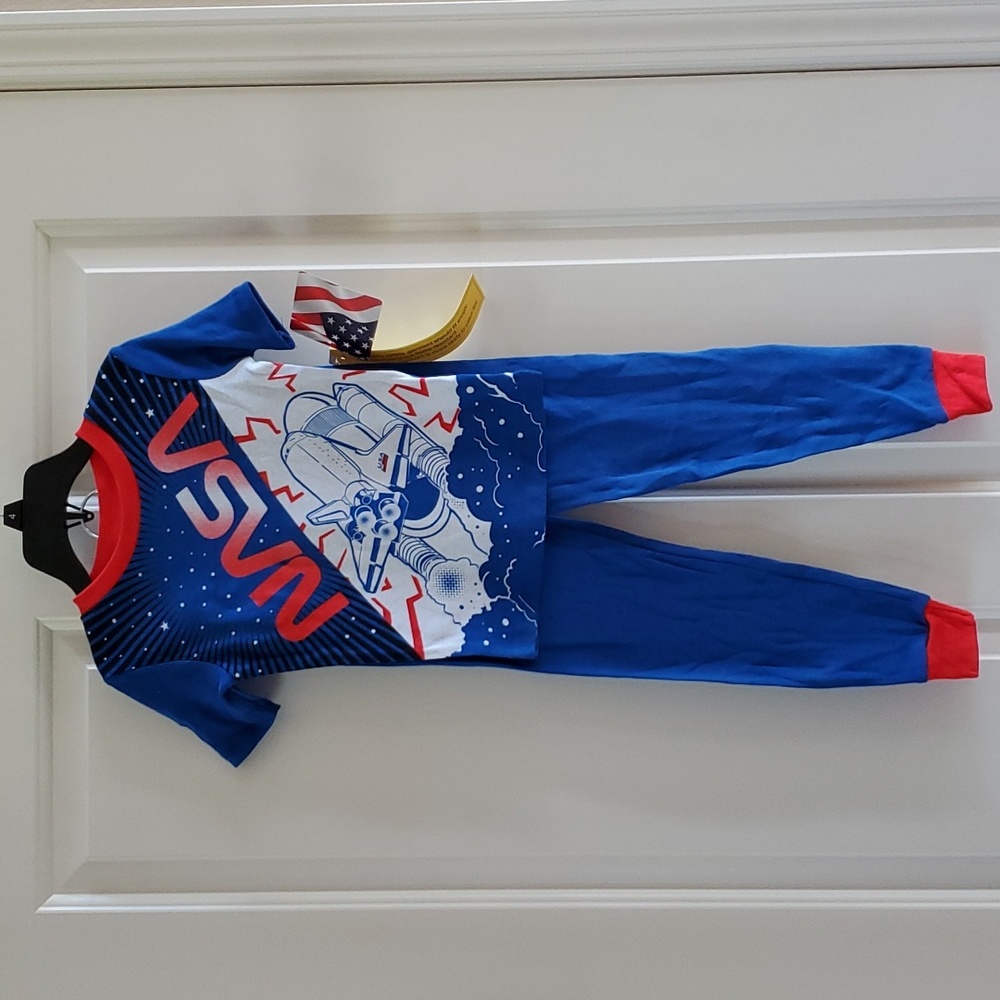 Little Boys Girls NASA 2pc Cotton Pajama Set Size XS 4 Rocket Space Shuttle NWT